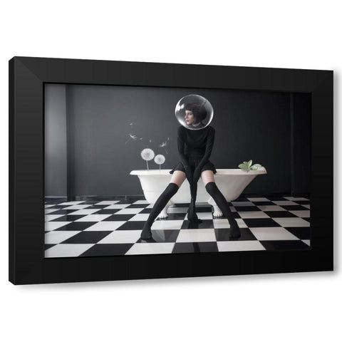Oxygen Black Modern Wood Framed Art Print with Double Matting by Hardibudi