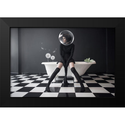 Oxygen Black Modern Wood Framed Art Print by Hardibudi