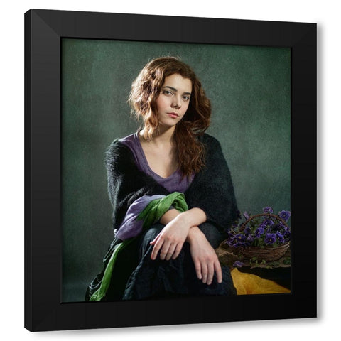 Violets ... Black Modern Wood Framed Art Print with Double Matting by Melik-Nubarova, Svetlana