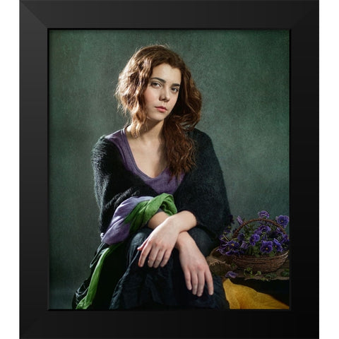 Violets ... Black Modern Wood Framed Art Print by Melik-Nubarova, Svetlana