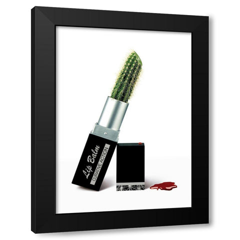 Lip Balm Black Modern Wood Framed Art Print with Double Matting by J.A.Basalo