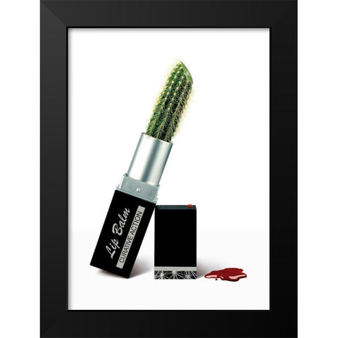 Lip Balm Black Modern Wood Framed Art Print by J.A.Basalo