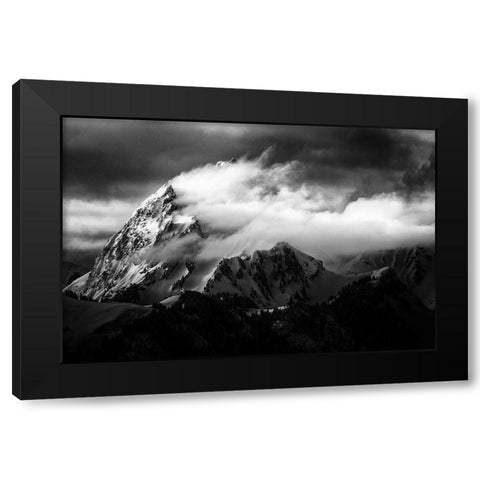 Rock And Wind Black Modern Wood Framed Art Print by Cheminade, Sebastien