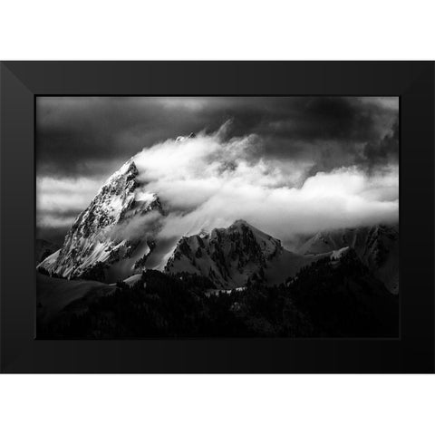 Rock And Wind Black Modern Wood Framed Art Print by Cheminade, Sebastien