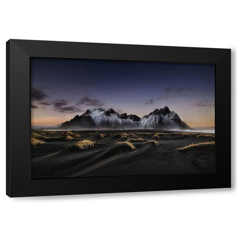 Stokksnes Vi Black Modern Wood Framed Art Print by Pablo De, Juan