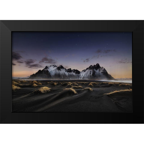 Stokksnes Vi Black Modern Wood Framed Art Print by Pablo De, Juan