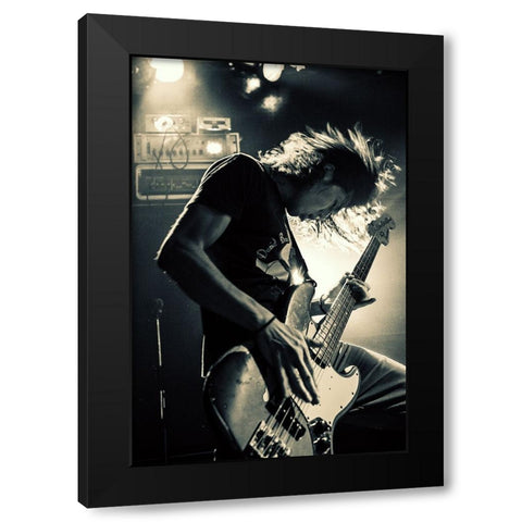 Playing Bassguitar Black Modern Wood Framed Art Print by Nakamatsu, Kenji