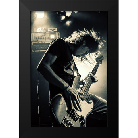 Playing Bassguitar Black Modern Wood Framed Art Print by Nakamatsu, Kenji