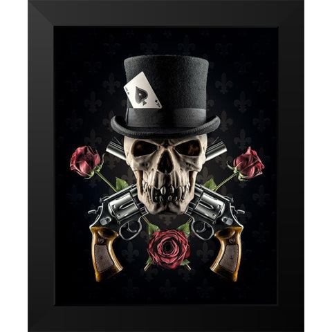 Guns And Roses Black Modern Wood Framed Art Print by Damsten, Petri