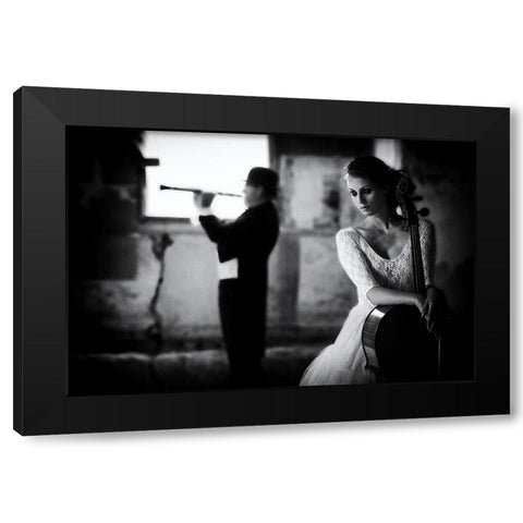 When Even Music ... Black Modern Wood Framed Art Print by Schleicher-Schwarz, Roswitha