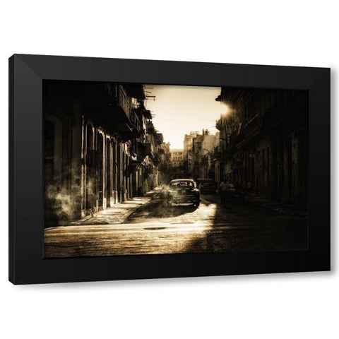Mystic Morning In Havana... Black Modern Wood Framed Art Print by Akpinar, Baris