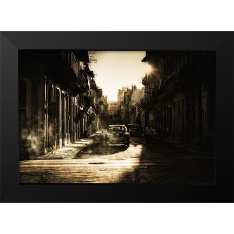 Mystic Morning In Havana... Black Modern Wood Framed Art Print by Akpinar, Baris