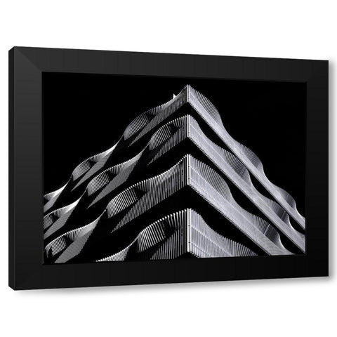 Wave Black Modern Wood Framed Art Print with Double Matting by Van Zaane, Alida