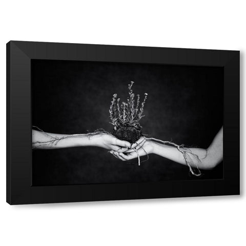 Connected Black Modern Wood Framed Art Print with Double Matting by Delrue, Mirjam