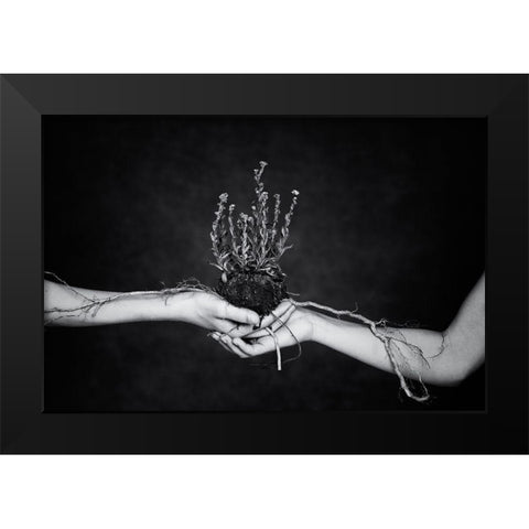 Connected Black Modern Wood Framed Art Print by Delrue, Mirjam