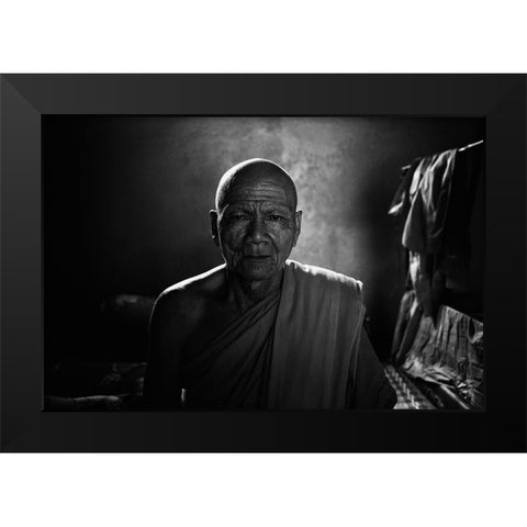 Practice Asceticism Black Modern Wood Framed Art Print by Isobe, Shinji
