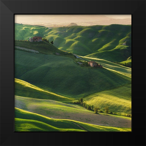 Green Square Black Modern Wood Framed Art Print by Pawlak, Jarek