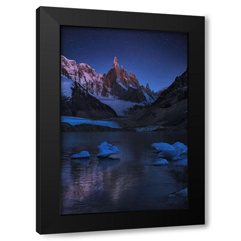 Laguna Torre - A Frozen Night Black Modern Wood Framed Art Print by Zhang, Yan