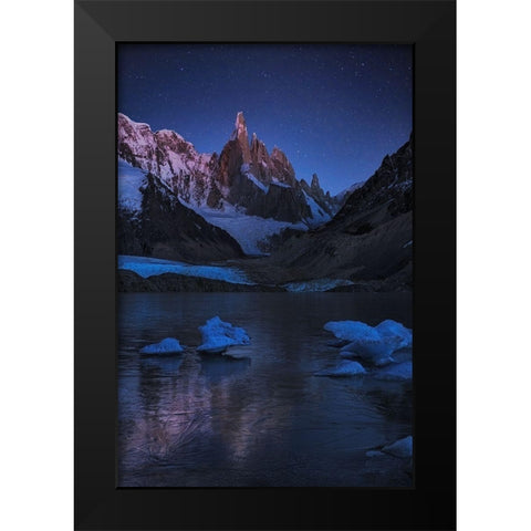 Laguna Torre - A Frozen Night Black Modern Wood Framed Art Print by Zhang, Yan