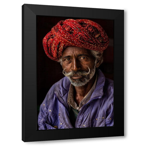 Indian Man From Jaipur Black Modern Wood Framed Art Print by AL Farsi, Haitham
