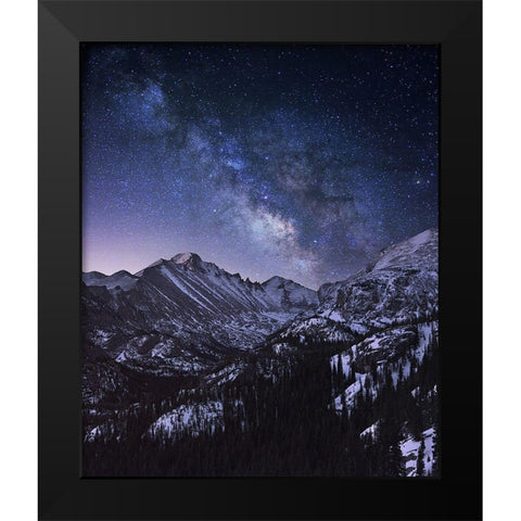 Milky Way Over Longs Peak Black Modern Wood Framed Art Print by Xu, Mei
