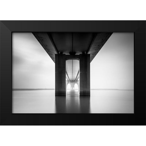Nanjing Yangtze River Bridge Black Modern Wood Framed Art Print by Ai, Qing