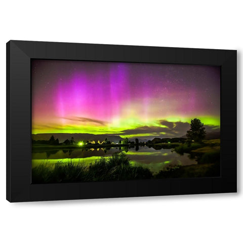 Aurora Night Black Modern Wood Framed Art Print by Song, Fall