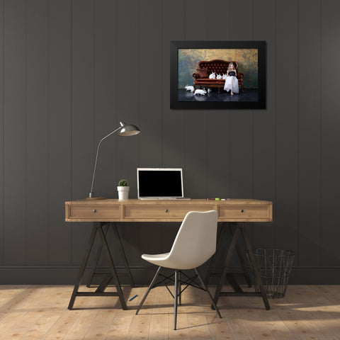 Qthe Riddleq Or Qhow Many Rabbits Are There On The Photoq? Black Modern Wood Framed Art Print by Ivanova, Victoria