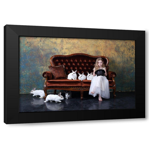 Qthe Riddleq Or Qhow Many Rabbits Are There On The Photoq? Black Modern Wood Framed Art Print with Double Matting by Ivanova, Victoria