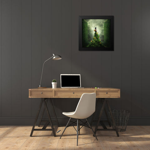 Go Green Black Modern Wood Framed Art Print by Hardibudi