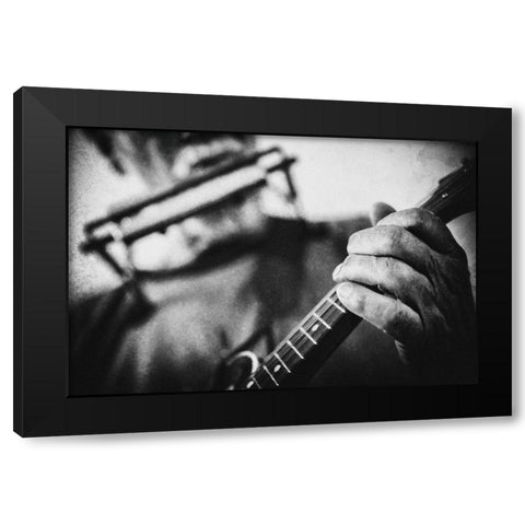 Wolf With Mandolin And Harmonica Black Modern Wood Framed Art Print with Double Matting by Schleicher-Schwarz, Roswitha