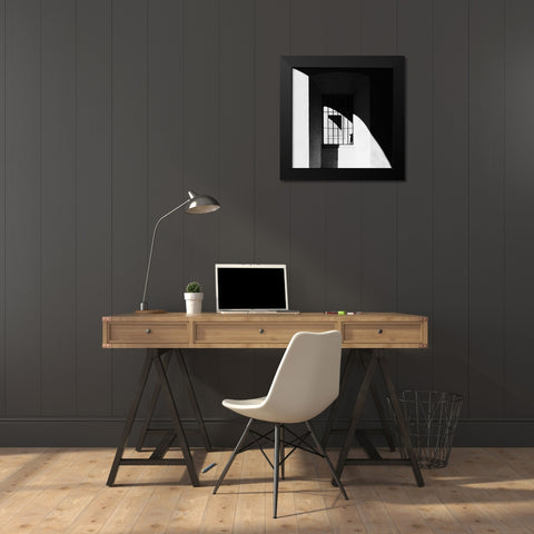 The Black Cat Black Modern Wood Framed Art Print by Della Latta, Massimo