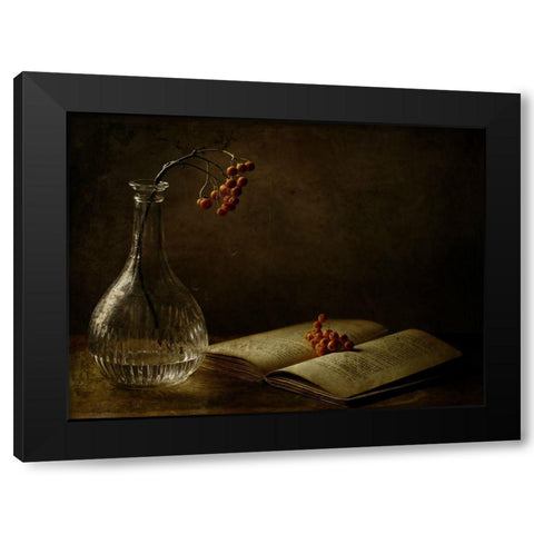 In The Dark Of My Days Black Modern Wood Framed Art Print by Devos, Delphine