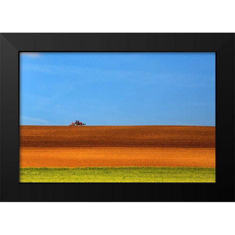 The Tractor Black Modern Wood Framed Art Print by Della Latta, Massimo
