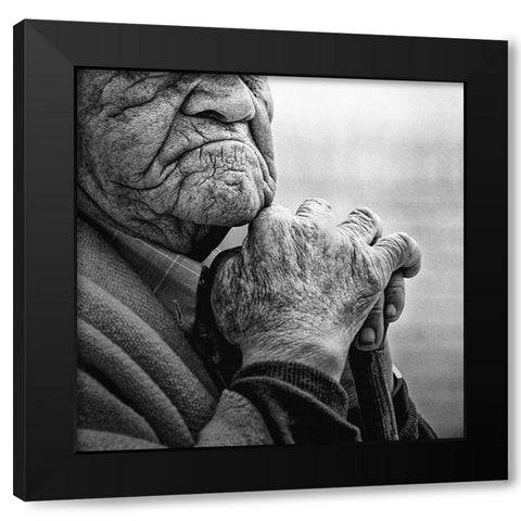 Traces Black Modern Wood Framed Art Print with Double Matting by Gomez, Paul