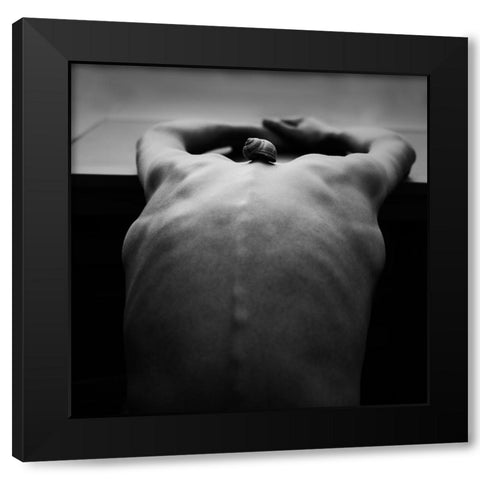 Cochlea Black Modern Wood Framed Art Print with Double Matting by Delrue, Mirjam