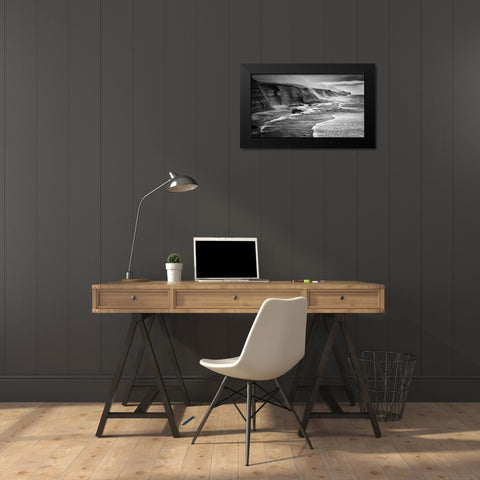 Magoito Beach Black Modern Wood Framed Art Print by Tomaz Silva, Filipe