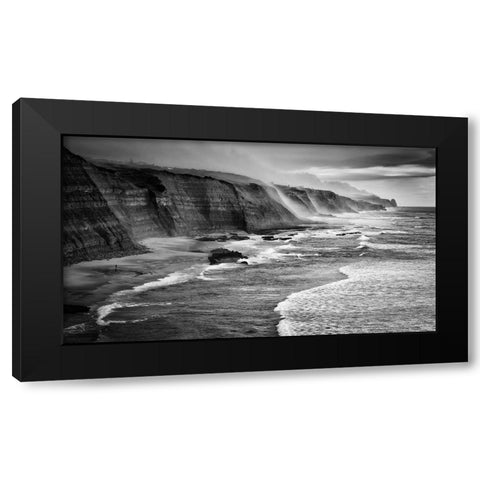 Magoito Beach Black Modern Wood Framed Art Print by Tomaz Silva, Filipe