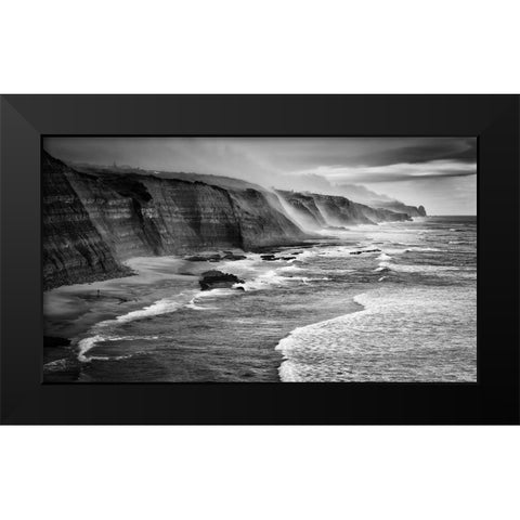 Magoito Beach Black Modern Wood Framed Art Print by Tomaz Silva, Filipe