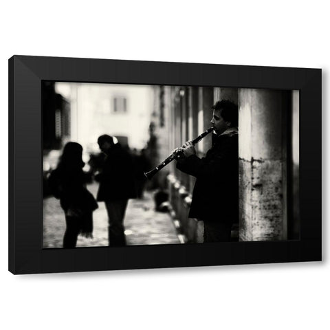 Rome Street Song Black Modern Wood Framed Art Print with Double Matting by Oncete, Julien