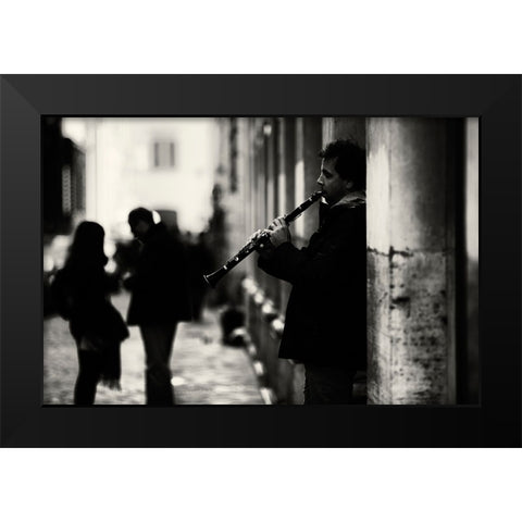 Rome Street Song Black Modern Wood Framed Art Print by Oncete, Julien