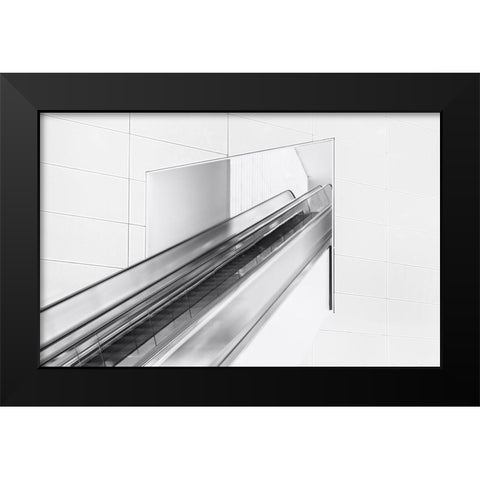 Escalator To The Unknown. Black Modern Wood Framed Art Print by Van Son, Greetje