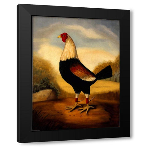 First Fighting Cock Black Modern Wood Framed Art Print by Churchill, Alexandra