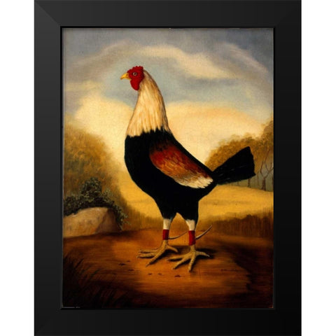 First Fighting Cock Black Modern Wood Framed Art Print by Churchill, Alexandra