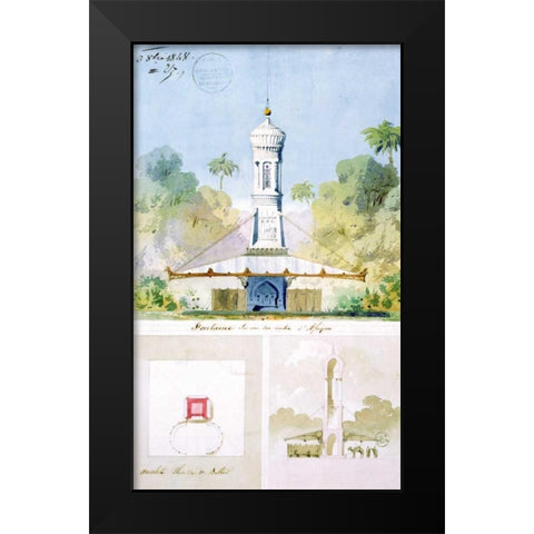 Fountain Black Modern Wood Framed Art Print by Ancelet, Gabrielle-August