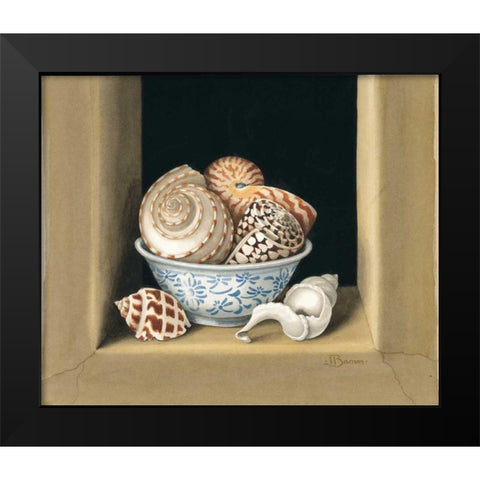 Shells in Bowls I Black Modern Wood Framed Art Print by Baron, Jenny
