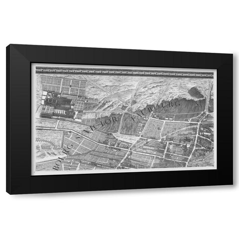 Paris 1739 Sectional map Black Modern Wood Framed Art Print with Double Matting by Turgot, Michel-Etienne