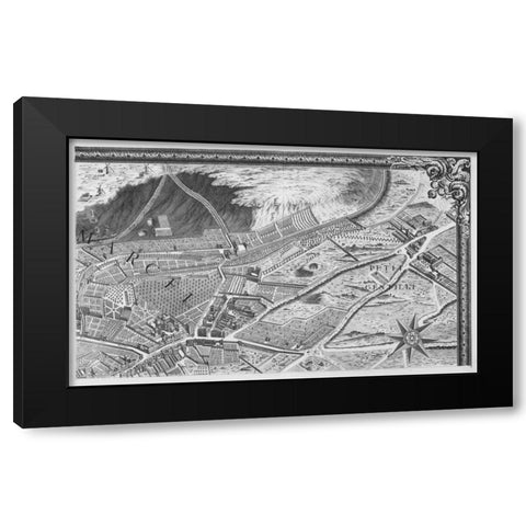 Paris 1739 Sectional map Black Modern Wood Framed Art Print with Double Matting by Turgot, Michel-Etienne