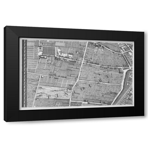 Paris 1739 Sectional map Black Modern Wood Framed Art Print with Double Matting by Turgot, Michel-Etienne