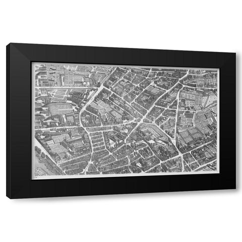 Paris 1739 Sectional map Black Modern Wood Framed Art Print with Double Matting by Turgot, Michel-Etienne